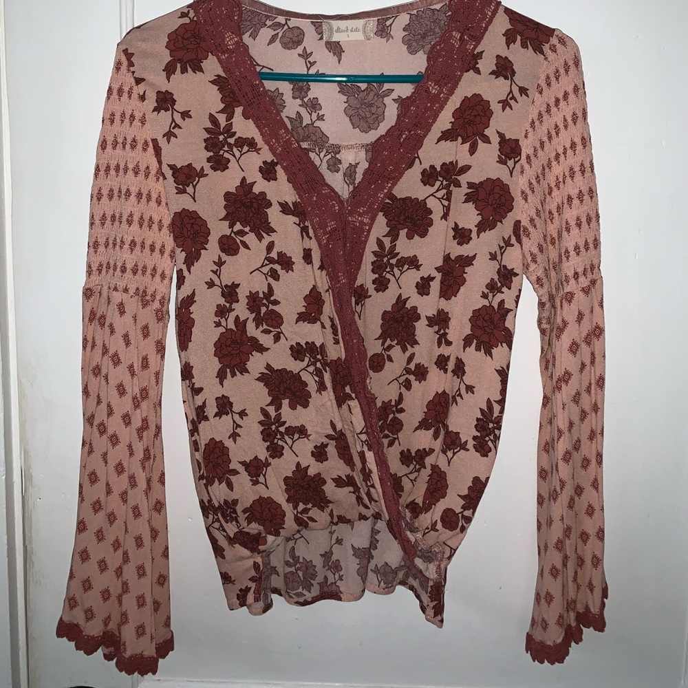Long sleeve, thin blouse with bell sleeves